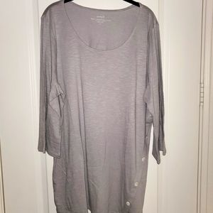 NWT Pure Jill Asymmetrical Button Tunic, XL, Pearl Grey